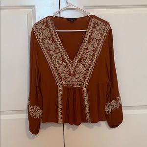 American Eagle Deep V Burnt Orange Top